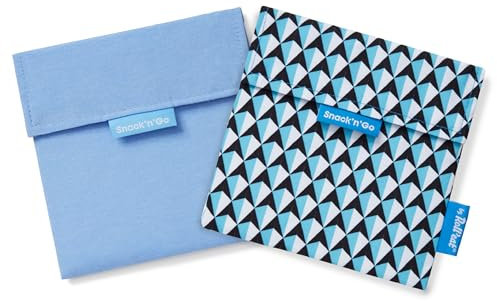 Roll’Eat ® | Pacchetto di 2 Borse per la Merenda | Porta Panini con Imballaggio Riutilizzabile, Porta Alimenti Ecologico senza BPA, Borsa di Stoffa, Colore Blu