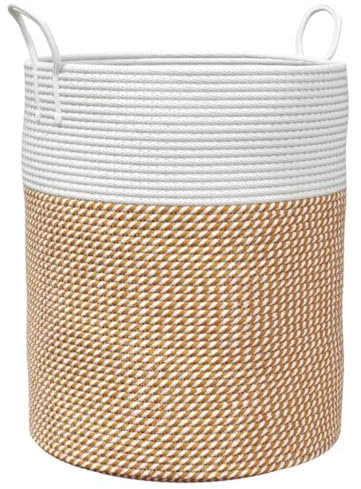 vidaXL Aufbewahrungskorb Braun und Weiß Ø38x46 cm Baumwolle