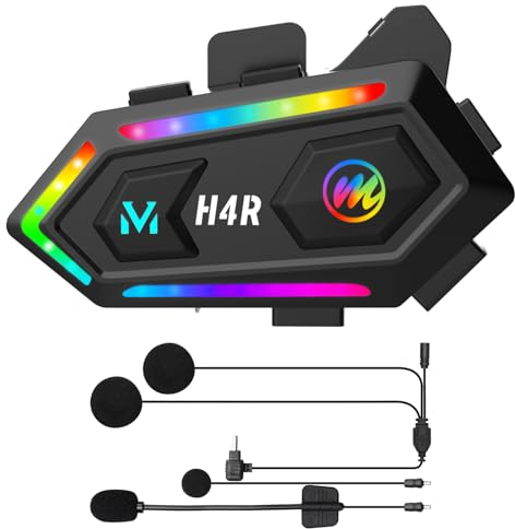 Moman Motorrad Helm Headset, H4R mit RGB Motorcycle Kopfhörer Helmet Nur für eine Person Wireless 5.3 Automatische Antwort Wasserdicht IPX6, Motorrad-Kopfhörer-Headset-Motorradhelm-Helm