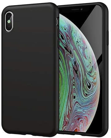 Cyber-Tech Silicone Case for iPhone X, 5.8-Inch, Silky-soft touch Full-Body Protective Case, Shockproof cover (Black)