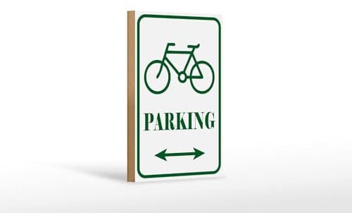FEMER Holzschild Hinweis 12x18cm Fahrrad Parking weiß- grünes