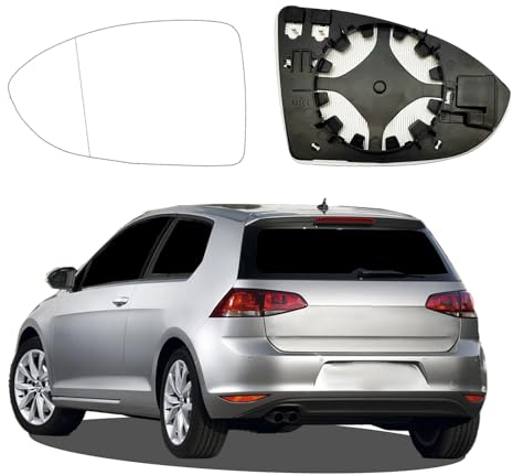 Spiegelglas Golf 7 Links Beheizbar, Spiegelglas Golf 7 Original mit Trägerplatte, Asphärisch Passend für golf 7 Spiegelglas