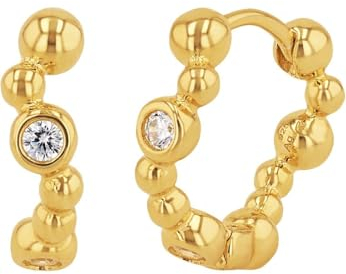 NOELANI Creolen 925 Sterling Silber Damen Ohrschmuck, mit Zirkonia synth., 1,4 cm, Weiß, nein, Kommt in Schmuck Geschenk Box, 2037929