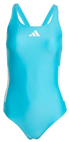 Adidas Damen 3 Stripes C-Back Swimsuit, Lucid Cyan/White, 48
