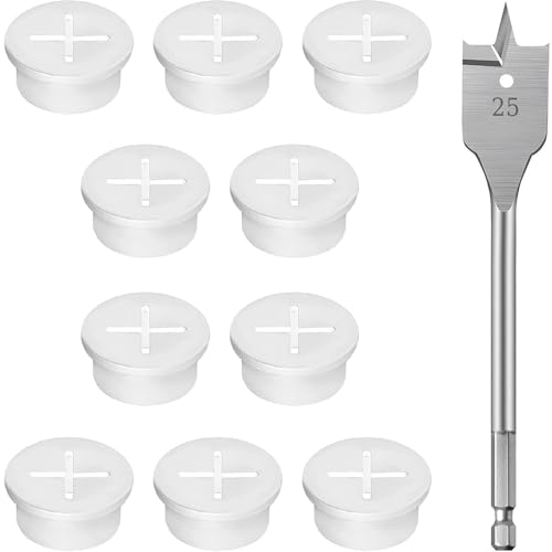 Taiyyi 10 passacavo flessibile in silicone da 25 mm, per scrivania, scrivania e computer con punta da 25 mm (nero, bianco)