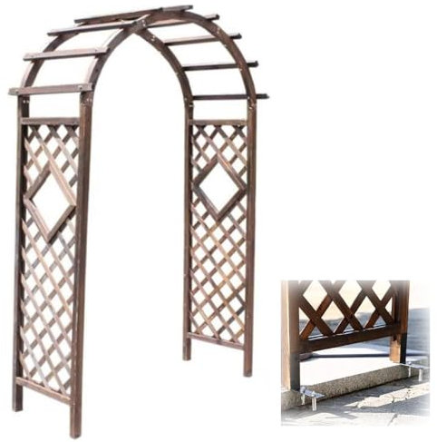 NILZA Holz Hochzeitsbogen Torbogen Rankhilfe Rosenbogen Kletterpflanzen Rankgitter 200cm 100cm Hochzeit Bogen Rosengestell Ständer Für Verschiedene Party Dekoration (Color : Concrete Floor, Size : W