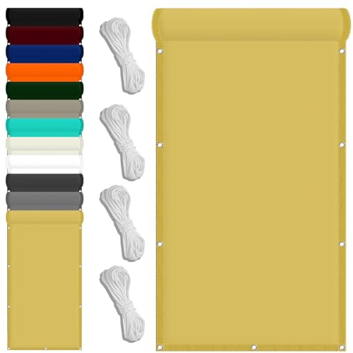 Sonnensegel 190 x 250 cm PES Windschutz Sonnenschirm Balkon Uv-Schutz-Polyestergewebe mit Seil Schattenspender für Patio Außenbereich Und Camping, Creme Farben