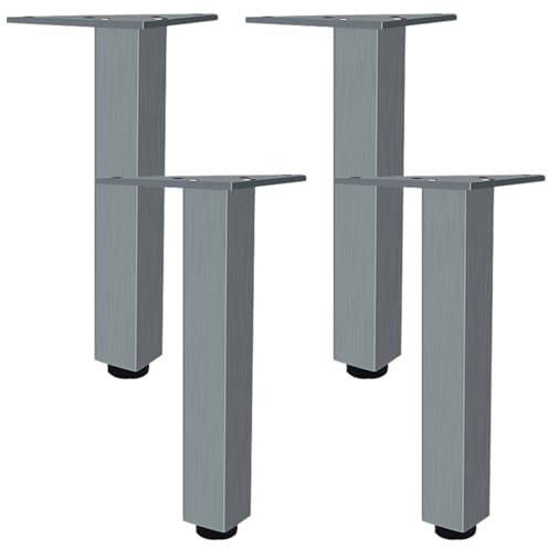 SZLXJMFL Gris, Lot de 4 Pieds Meuble Cuisine Pied de Table Ronds Réglable, Aluminum Alloy 6-40cm Socles Pieds Meuble Cuisine TV Commode Pieds pour Meuble de Salle de Bain Vis Inclus-20cm/7.9