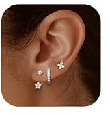 YADOCA 3Paar Ohrringe Silber 925 Set für Damen Mädchen Hypoallergen Klein Ohrstecker Silber 925 Creolen Zirkonia Ohrring Schlafen Knorpel Ohrringe Set