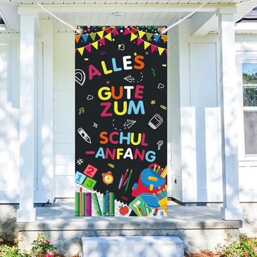 Alles Gute Zum Schulanfang Banner für Einschulung Deko, Schulanfang Schuleinführung Girlande, Einschulung Banner, 180 x 90cm Schuleinführung Hintergrund für Kinder Jungen Schulanfang Deko