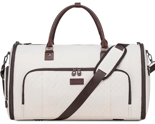 Vessgra Anzugtasche, Kleidersack Reisetaschen für Anzüge, Wasserdichter Kleidersack Tasche für Männer und Frauen, 2 in 1 Garment Duffel Bag Hängetasche für Anzug mit Schuhtasche (Beige)