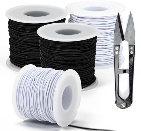 4 Rollen Gummiband für Armbänder, 1mm x 200m Elastisches Band für Armbänder, Elastischer Perlenschnur für DIY Schmuck & Bastel