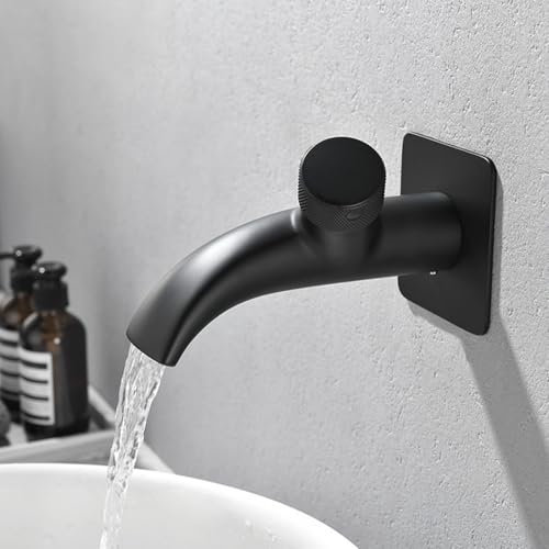 Robinet Mural Mitigeur Lavabo Salle de Bain Cascade Robinet Mural Monotrou Mitigeur Lave Main,noir