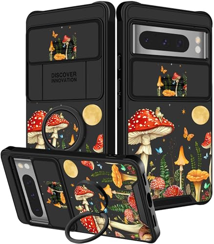 VincitoreModa for Google Pixel 8 Pro Case - [2in1] Women Girls Cute Moon Phone Cover Ring Holder Stand Pretty Girly Unique Aesthetic Fashion Slide Camera Cover Design Case for Google Pixel 8 Pro