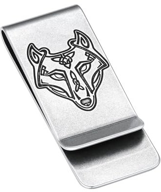 ChainsHouse Pince à Billets pour Homme en Acier Inoxydable Viking Nordique Boussole Runique/Loup Argent/Noir Largeur 22mm Bijou Cadeau Portefeuille Clips Noël Anniversaire Fête des Pères Mari