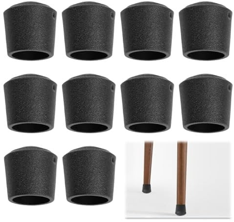 10PCS Black Ladder Rubber Feet, Versatile 20mm Replacement Ladder Feet Non-Slip Shock-Absorbing Design for Canes Walking Sticks Ski Poles Crutches for Camping & Daily Life