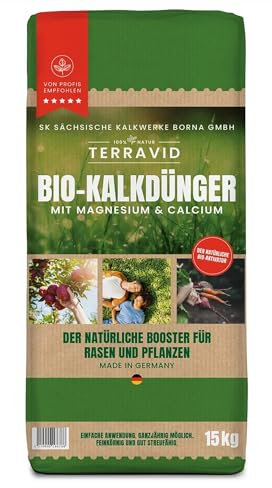 TERRAVID Bio-Kalkdünger mit Magnesium & Calcium, 15 kg, Natürlicher Booster für Rasen und Pflanzen, Made in Germany
