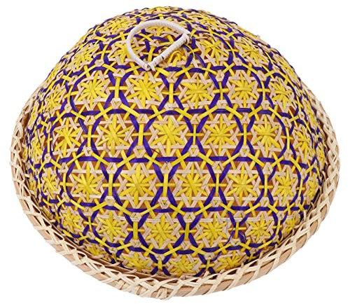 CRAFTHROU Bread Basket Lid Food Cover Woven Storage Holder Yellow 28 * 20cm Home Practical