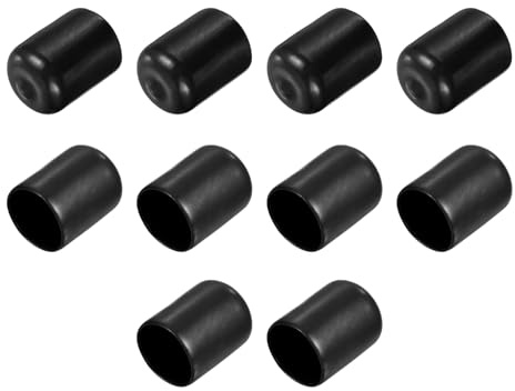 sourcing map Rubber End Caps 3/4(19mm) ID Round Tube Bolt Cap 10pcs Black | Vinyl Round Tube Bolt Cap Cover Thread Protectors