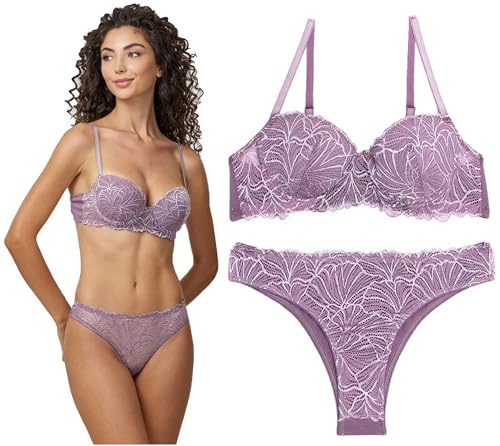 JADEA Coordinato Intimo Donna Completo Reggiseno Balconcino e Brasiliano 4678