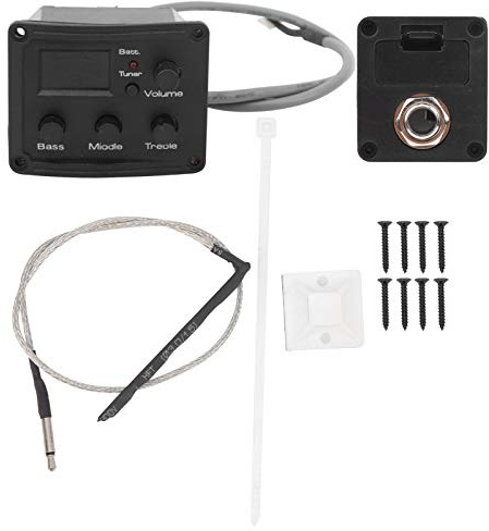 Ukulele Pickup, Druckempfindlicher Keramik Pickup Strip mit EQ-Tuner und 3-Segment Equalizer LED-Anzeige, Keramik Tonabnehmer für Musiker Live-Bühne Studio Heimgebrauch