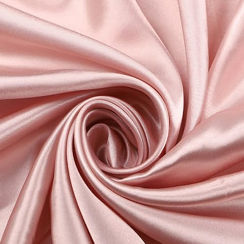 Anevous 100 cm x 150 cm Tissu en satin, couleur unie, à coudre, tissu d'ameublement, tissu de satin au mètre, pour bricolage, revêtement pour vêtements, rideaux, nappes, décoration, rose A