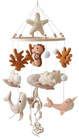 Mobile Baby Windspiele, Windspiel Rassel Babybett Mobile, Mädchen Bettglocke Anhänger Babybett Kinderbett Wickeltisch Deko, Neugeborenen Geschenk für Baby Mädchen Jungen (Karamell)