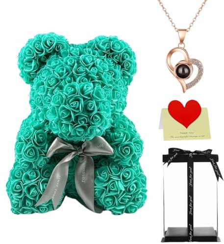 Orsacchiotto di rose grande da 40,6 cm, con scatola regalo, orsetto Forever Flowers, per anniversario, festa della mamma, matrimonio, compleanno, regalo romantico per lei (Tiffany)