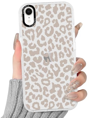 Phoona Handyhülle für iPhone XR Hülle 6.1,Leopard und Aesthetic Muster Design Weiche TPU Ultra Dünn Transparent Schwarz Silikon Schutzhülle Kratzfeste Stoßfest Bumper Case für Mädchen