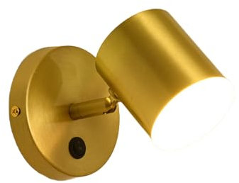 NICRX Moderne Wandleuchte aus Messing mit Schalter–Verstellbare LED-Wandleuchte mit 3 Farbtemperaturen,Schwenkbar Wandlampe Innen für Schlafzimmer,Wohnzimmer,Flur und Hotel (A)