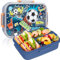 PinkSheep Bento Fiambrera para niños, 1200 ml, sin BPA, a prueba de fugas, 3 compartimentos, de regreso al colegio, niños y niñas (fútbol)