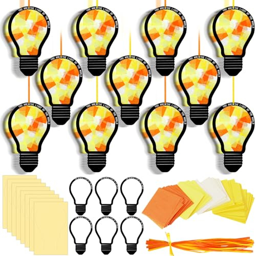 Motipuns 32 Sets Sunday School VBS Light Suncatcher Crafts Bible Kits | Stained Glass Tissue Paper Art, Jesus World Theme DIY for Kids Church Activities, Christian Window Decorations