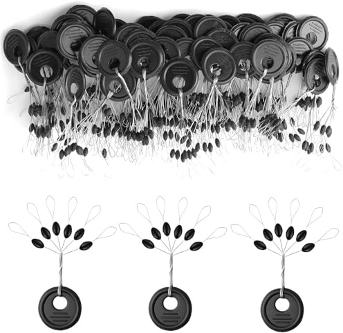Jesiah 600Pcs Fishing Bobber Stopper, 6 in 1 Rubber Fishing Floats Stop Oval Float Sinker Line Stops Black Terminal Tackle Ledgers Accessories Fishing Beads 3 Size Line Stops