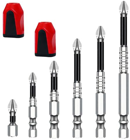 6 Pezzi High Magnetic Screwdriver Drill Bit Set, Magnetiche per Cacciavite in Acciaio Set da Inserti per Avvitatore Professionali, 25/50/65/70/90/100Cm con due magnetizzatori
