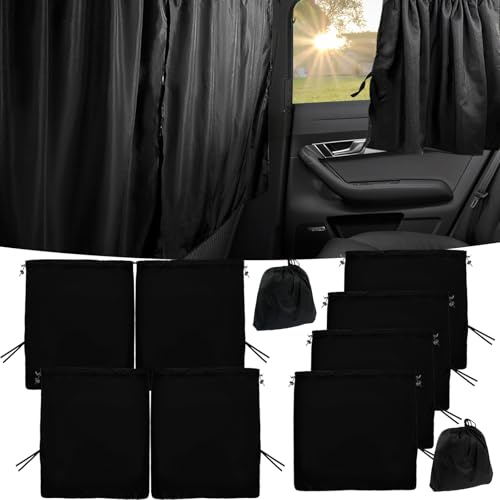 Rideaux de séparation de voiture - Protection solaire - Rideau amovible pour fenêtre latérale avant arrière - Protection UV - Protection contre la chaleur - Noir (L)