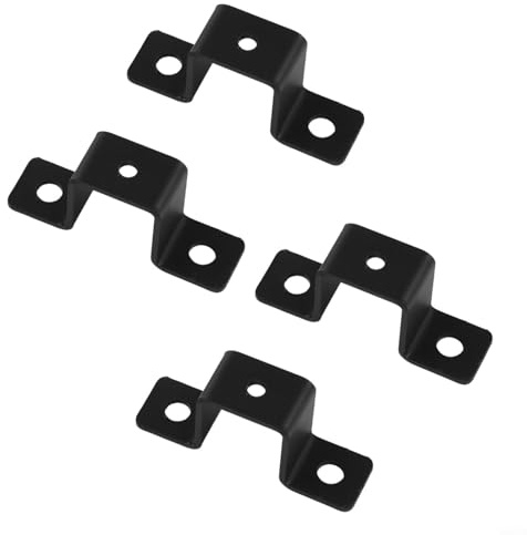 HEIBTENY Lot de 4 colliers de serrage carrés en acier au carbone en forme de U pour tuyaux lourds, balustrades et poteaux de clôture, résistants à la corrosion, finition noire, utilisation en
