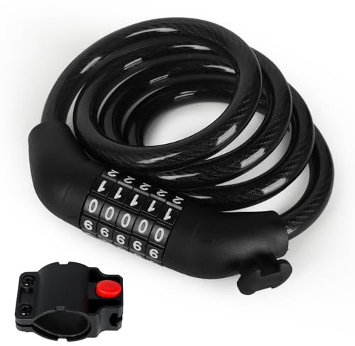Lafisun E Scooter Lock, 5-Digit Bicycle Lock Cable Lock Compatible with E Scooter/Bicycle/Motorcycle