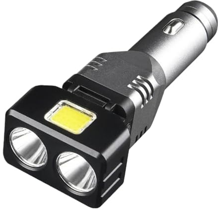 Car Phone Charger,Bright Flashlight - Beam LED Survival Flashlight for 12V/24V with USB and Type-C Ports | for Car and Truck Use in Outdoor Travel for