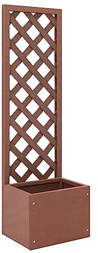 Mandloder Spalier mit Blumenkasten 40x30x135 cm WPC, Braun, Robuster Pflanzkübel für Kletterpflanzen, Garten & Terrasse, Langlebig