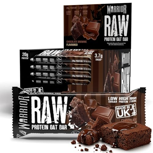 Warrior RAW Protein Bars Multipack 24 x 75g High Protein Oat Flapjack | 20g Protein Per Bar, Bulk Protein Bars, Low Sugar, High Fibre, Snack Box, Meal Prep & Gym Snacks (Chocolate Brownie)