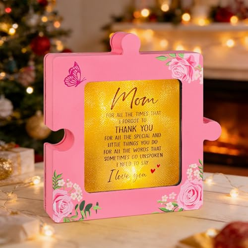 Fangoo Luz nocturna de rompecabezas para el día de la madre, rosa, cuadrada