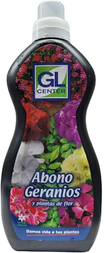 Abono para geranios y plantas de flor 1 litro - GL Center. Aporte de nutrientes. Estimula la floracion. Fortalece las raices.
