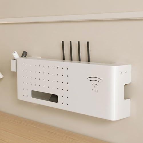 Generico Mobile Contenitore multimediale per Router WiFi - Armadietto a Muro per Nascondere Router e Cavi, Elegante mensola a Muro per organizzare Ingresso e corridoio.
