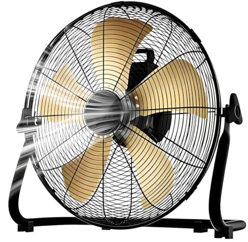 Ventilatore di pavimento pesante con 4 velocità, 4000 CFM alta velocità metallo pavimento & box ventilatore con 130 ° regolabile, metallo industriale negozio ventilatore per garage, negozi black 18in