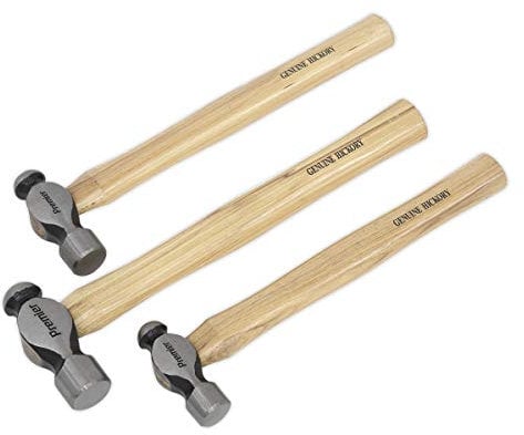 Sealey Ak203 Ball Pein Hammer Set 3Pc Hickory Shaft