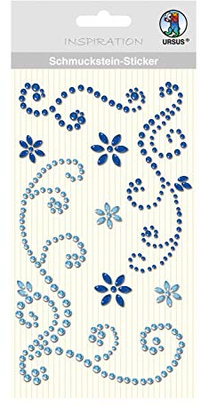 Ursus 75060006 - Schmuckstein Sticker Ornamente, blau, 8 Stück, selbstklebend, einfach von der Fole abzuziehen, ideal geeignet für Scrapbooking, Kartengestaltung und zur Dekoration