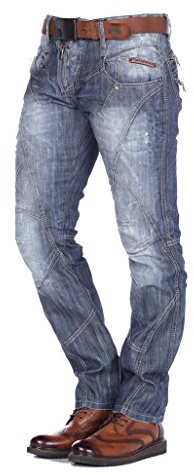 Cipo & Baxx Herren Fashion Hose | Destroyed, Ripped & Used Look Denim mit Ziernähten | Fashion & Biker Style
