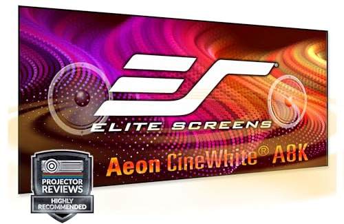 Elite Screens Aeon CineWhite A8K, 150 Diag, 16:9 Aspect Ratio, ISF Certified 8K Ultra HD Home Theater Fixed Frame Edge Free Projection Sound Transparent Perforated Weaved Screen, AR150H-A8K