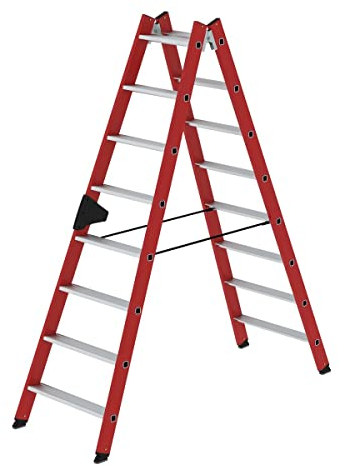 Munk | Kunststoffleiter | mit geriffelten Aluminium-Stufen | 2 x 8 Stufen