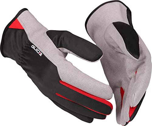 Handschuh GUIDE 761 10 Weicher und luftiges Arbeitshandschuh mit Kunstleder für die Handfläche und Polyesterrücken. Der Handschuh hat eine kurze Öffnung die das An- und Ausziehen erleichtert